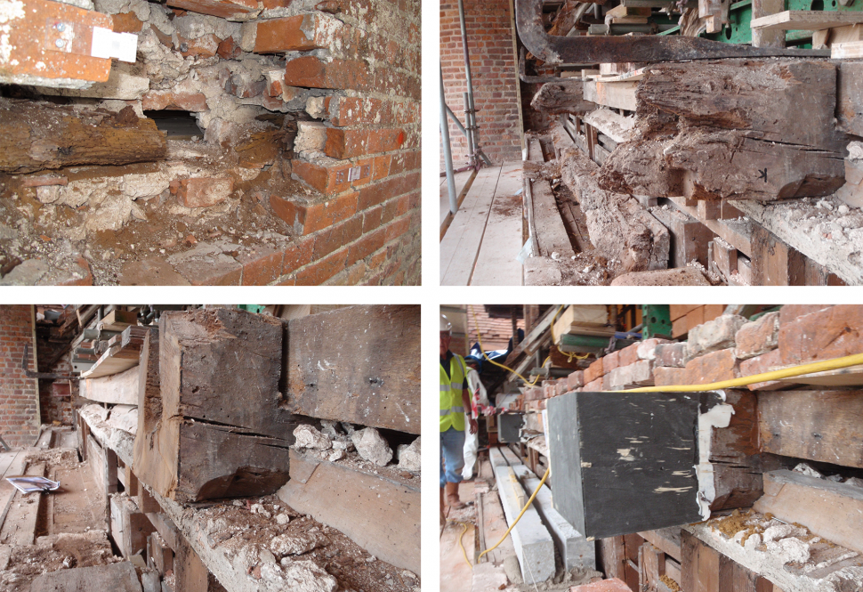 Second floor masonry and repairs to second floor beams